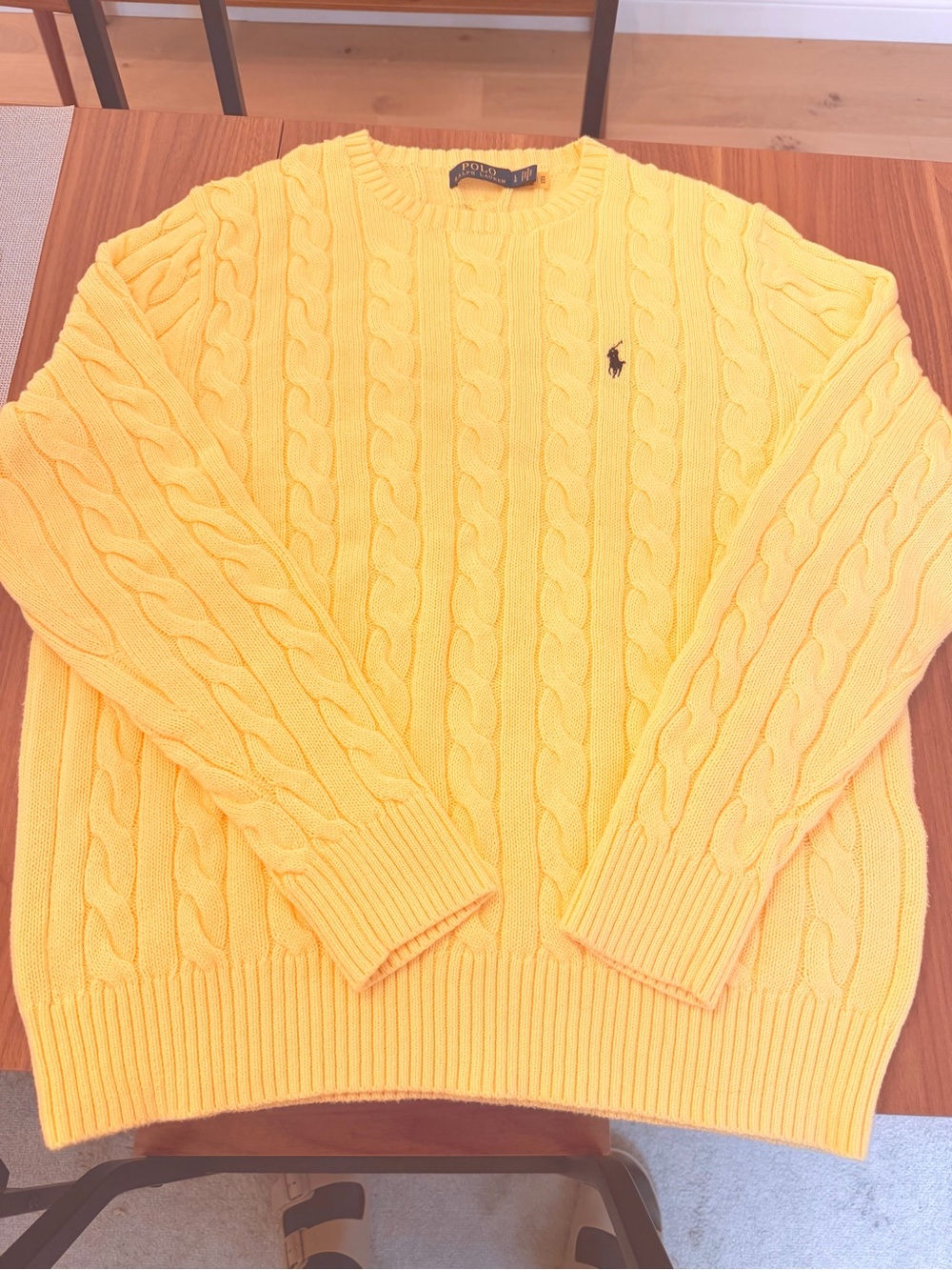 Ralph Lauren Yellow Cable-Knit Crewneck Sweater